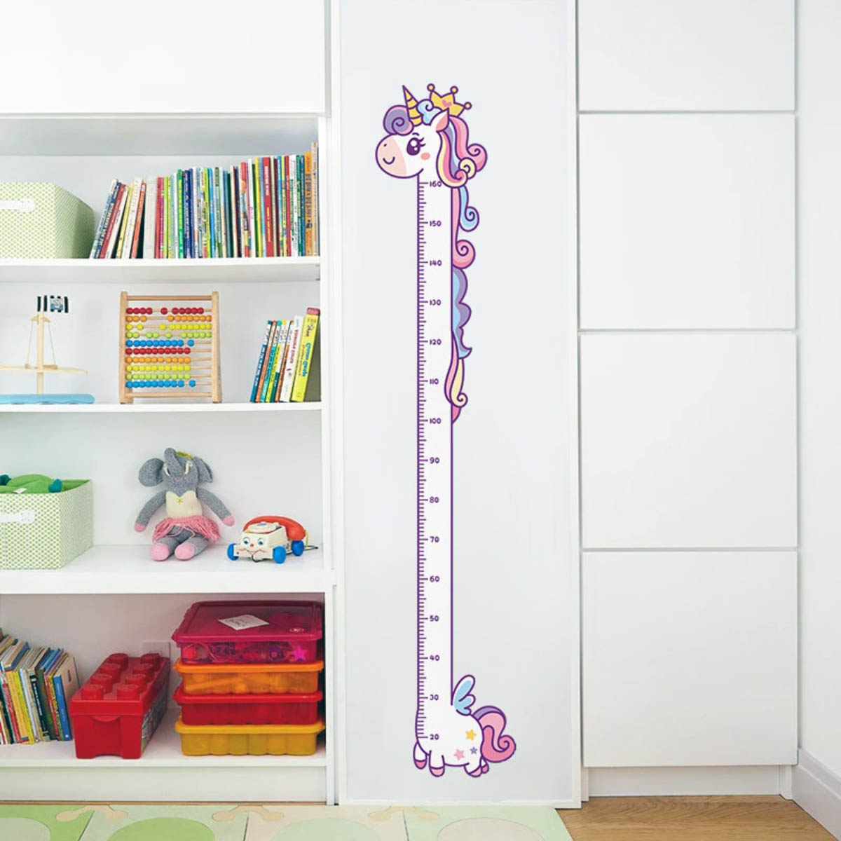 Sevimli Unicorn Ahşap Kaliteli Çocuk Odası Boy Ölçer Dekor