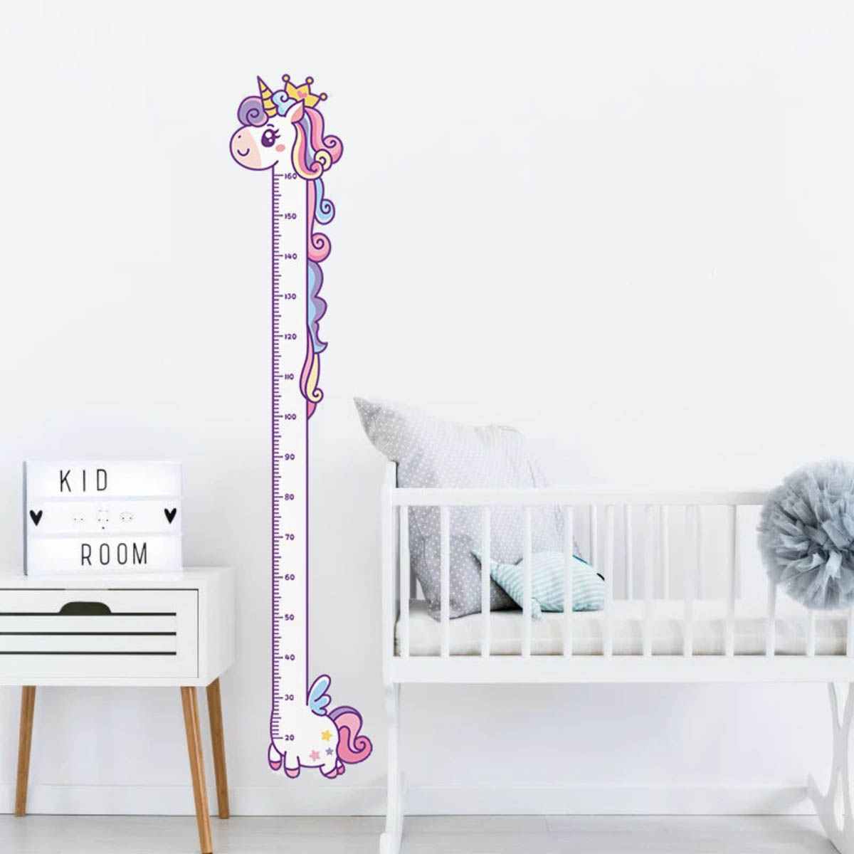 Sevimli Unicorn Ahşap Kaliteli Çocuk Odası Boy Ölçer Dekor