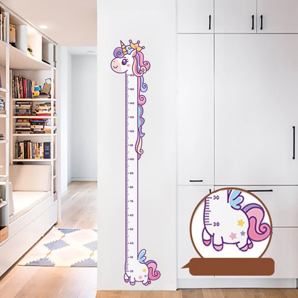 Sevimli Unicorn Ahşap Kaliteli Çocuk Odası Boy Ölçer Dekor
