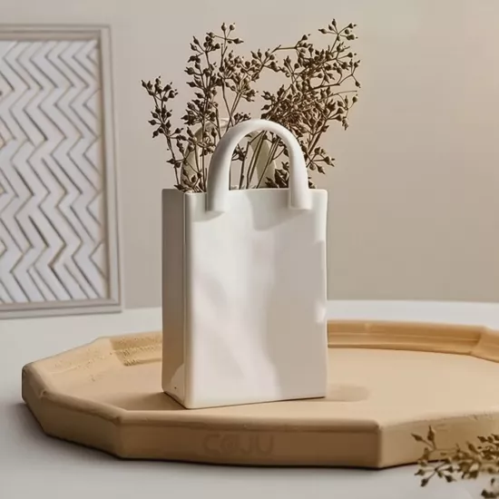 El Çantası Şeklinde Minyatür Vazo Organizer Dekor 