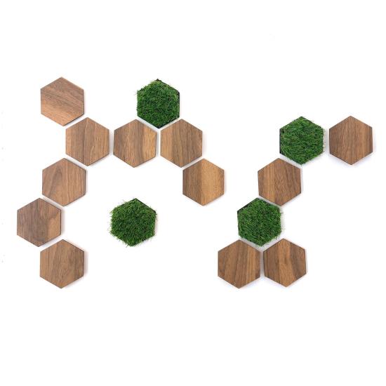 16 Parça Geometrik Çim Detaylı Modern Dekoratif Duvar Dekoru Tablo