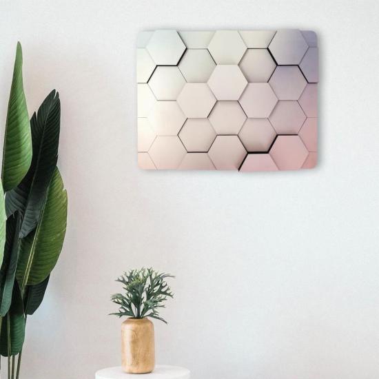 3 Boyutlu Altıgen Geometrik Dekoratif Ahşap Duvar Tablo Dekor