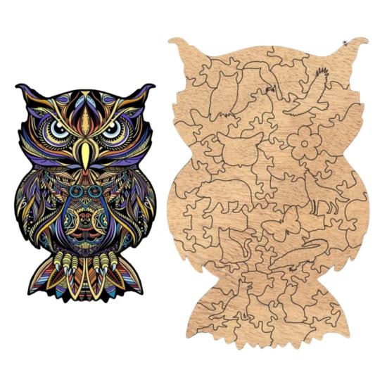 Ahşap Mandala Baykuş Yeni Tip Kutu Içinde Puzzle Yapboz - Caju Art