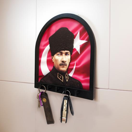 Kabartma Tasarım Atatürk Bayrak Tema Anahtarlık