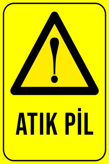 Atık Pil Yazılı 20x30 cm Ahşap Uyarı İkaz Levhası