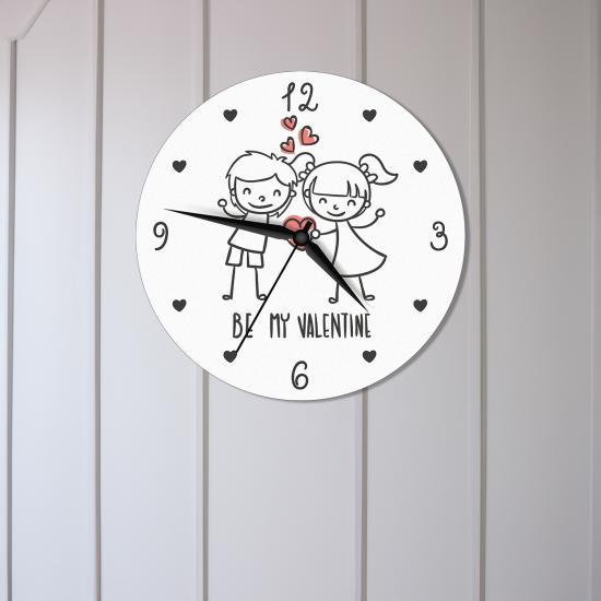 Be My Valentine Çizim Sevgililer Günü Duvar Saati