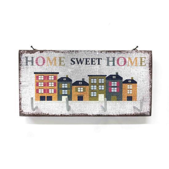 CajuArt Dekoratif Ahşap Anahtarlık Askılık Home Sweet Home