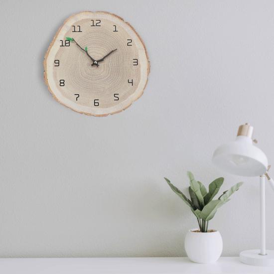 Dekoratif Ağaç Gövdesi Kütük Şeklinde 30 Cm Duvar Saati