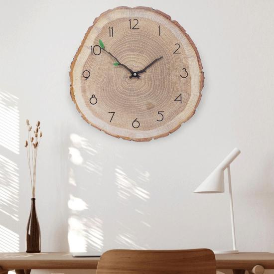 Dekoratif Ağaç Gövdesi Kütük Şeklinde 40 Cm Duvar Saati