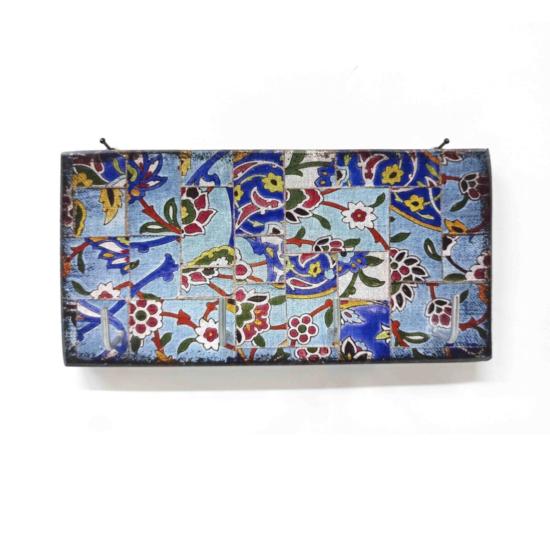 Dekoratif Ahşap Anahtarlık Askılık Çiçek Motif Döşeme