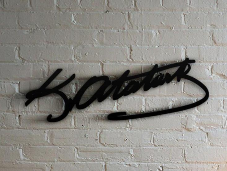 Dekoratif Ahşap Kesim Atatürk İmzası Duvar Ev Ofis Dekoru Süs