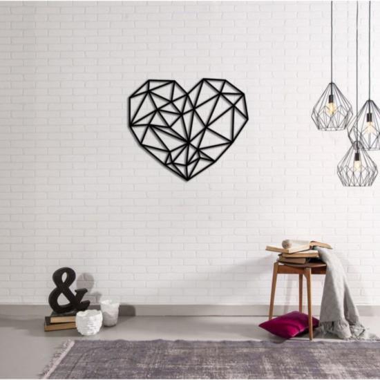 Dekoratif Geometrik Şekil Kalp Ahşap Duvar Modern Tablo