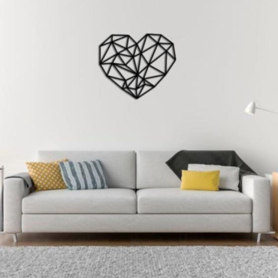 Dekoratif Geometrik Şekil Kalp Ahşap Duvar Modern Tablo