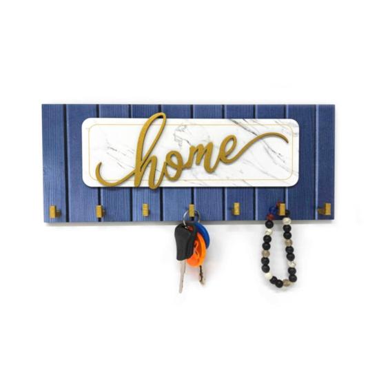 Dekoratif Kabartma Home Yazılı Ahşap Modern Anahtarlık