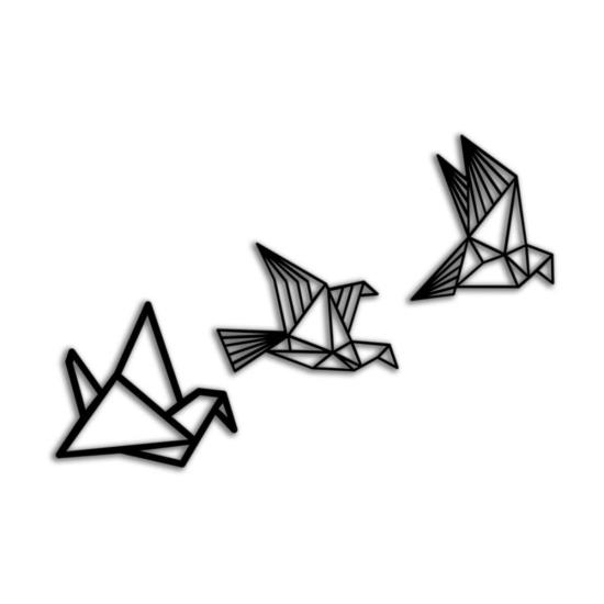 Dekoratif Origami Tarzı Modern Üçlü Ahşap Kuş Duvar Süsü Ahşap Tablo