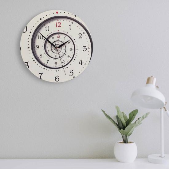 Dekoratif Yuvarlak Sarmal Hipnoz Etki Ahşap Duvar Saati