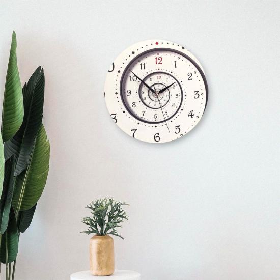 Dekoratif Yuvarlak Sarmal Hipnoz Etki Ahşap Duvar Saati