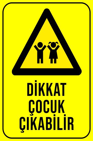 Dikkat Çocuk Çıkabilir 20x30 cm Ahşap Uyarı