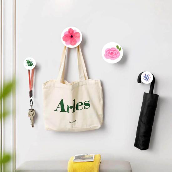 Dörtlü Yuvarlak Pembe Çiçek Ev Ofis Hol Duvar Askılık