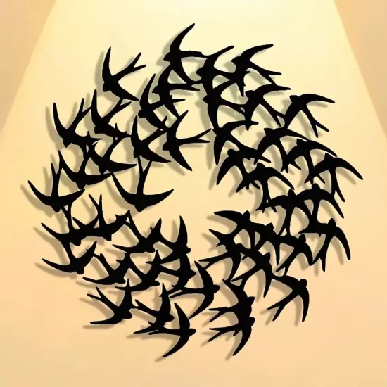 Zarif Minimalist Kırlangıç Sürüsü 30 cm Ahşap Tablo