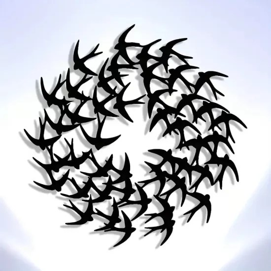 Zarif Minimalist Kırlangıç Sürüsü 30 cm Ahşap Tablo