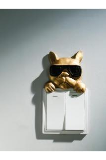 Gözlüklü Köpek Kabartma Elektrik Anahtarı Çerçeve Süsü Ev Ofis Duvar Dekor