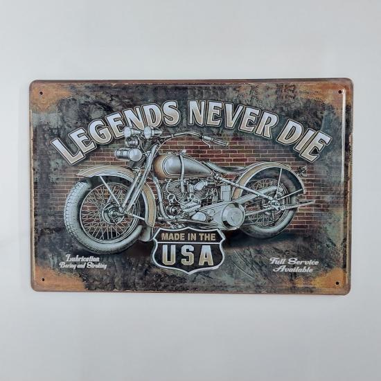 Legends Never Die Yazılı Motosiklet Temalı 20x30