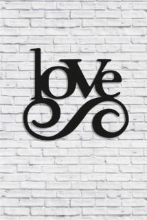 Dekoratif 5 Mm Siayh Mdf Love Yazısı Duvar Dekoru Tablo