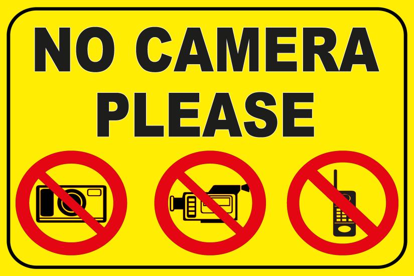 No Camera Please 20x30 cm Ahşap Uyarı