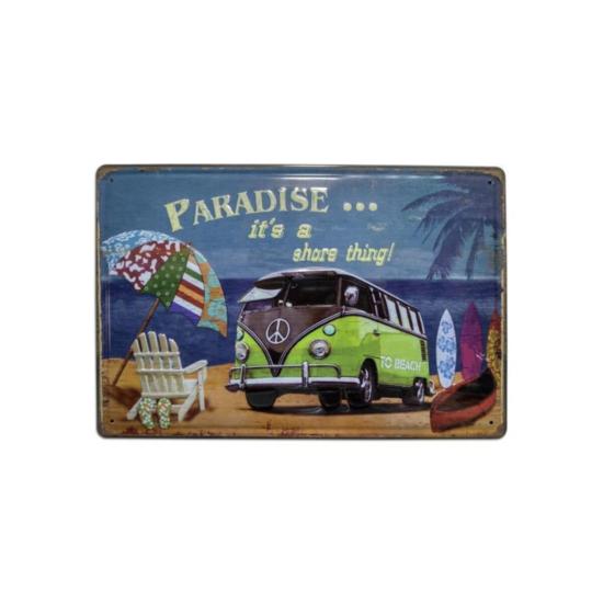 Yeşil Minibüs Paradise Yazılı  20x30 Metal Plaka