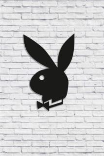 Dekoratif Playboy Tavşan Figürü 30 Cm Ahşap Tablo Dekor