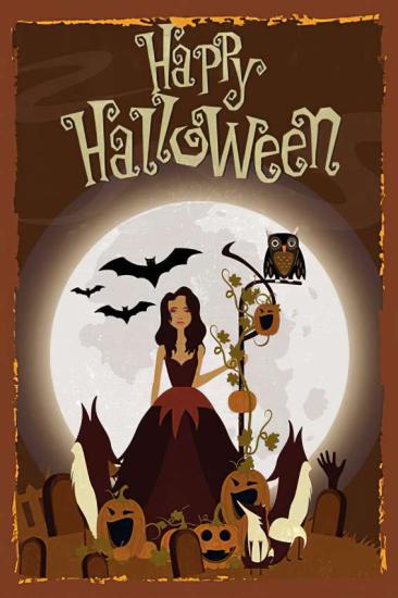 Retro Ahşap Plaka Halloween Cadılar Bayramı