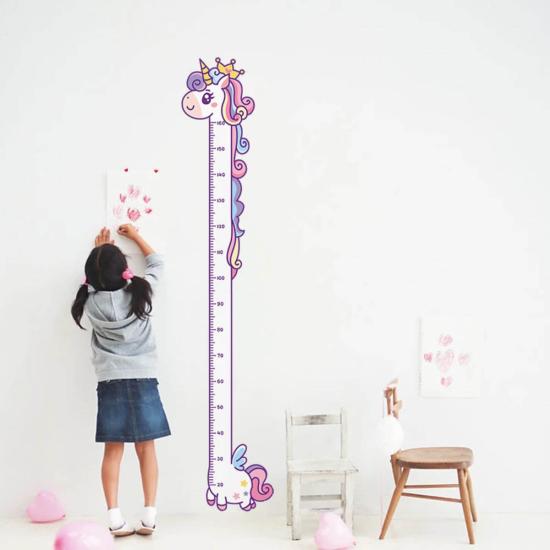 Sevimli Unicorn Ahşap Kaliteli Çocuk Odası Boy Ölçer Dekor