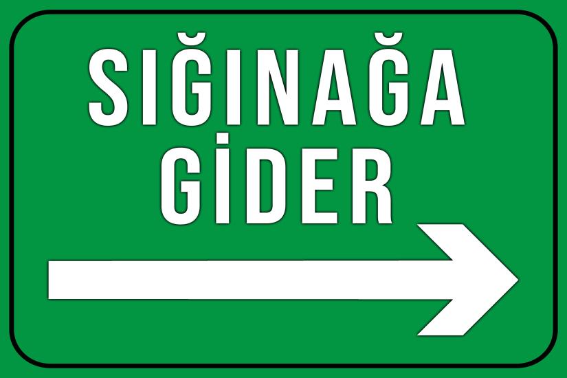 Sığınağa Gider 20x30 cm Ahşap Uyarı Levhası