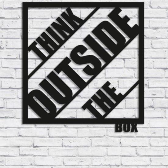Think Outside The Box Yazılı Modern Ahşap Tablo Duvar Süs