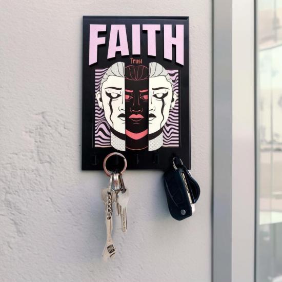 Urban Sokak Stili Tasarım Faith İnanç Duvar Askısı Anahtarlık Dekor