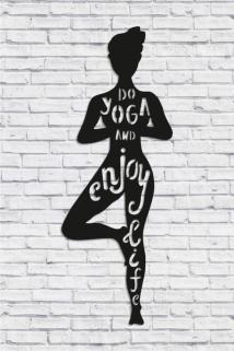 Yoga Fitness Temalı Ahşap Duvar Tablo 60 Cm Duvar Dekoru