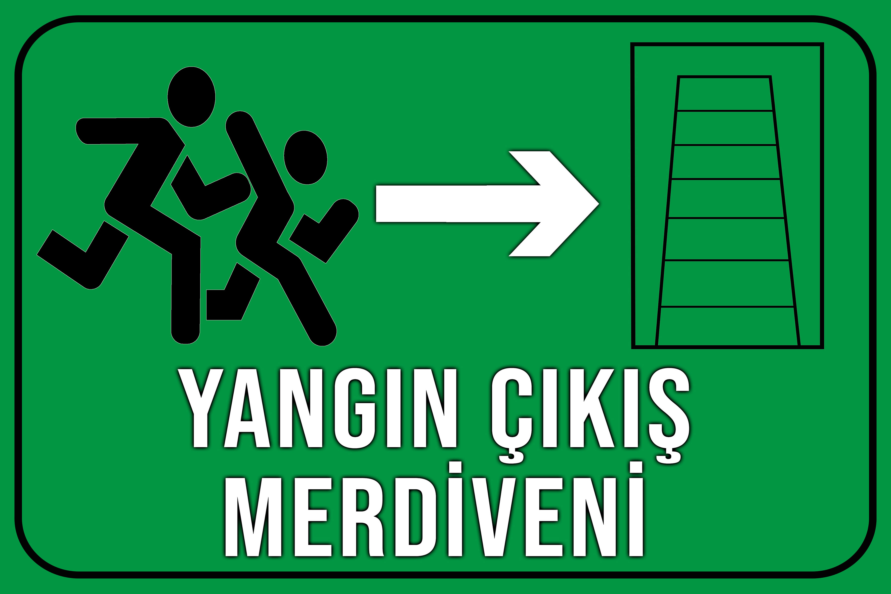 CajuArt Yangın Merdiveni Yan Ok 20x30 cm Ahşap Uyarı İkaz Levhası Tablo
