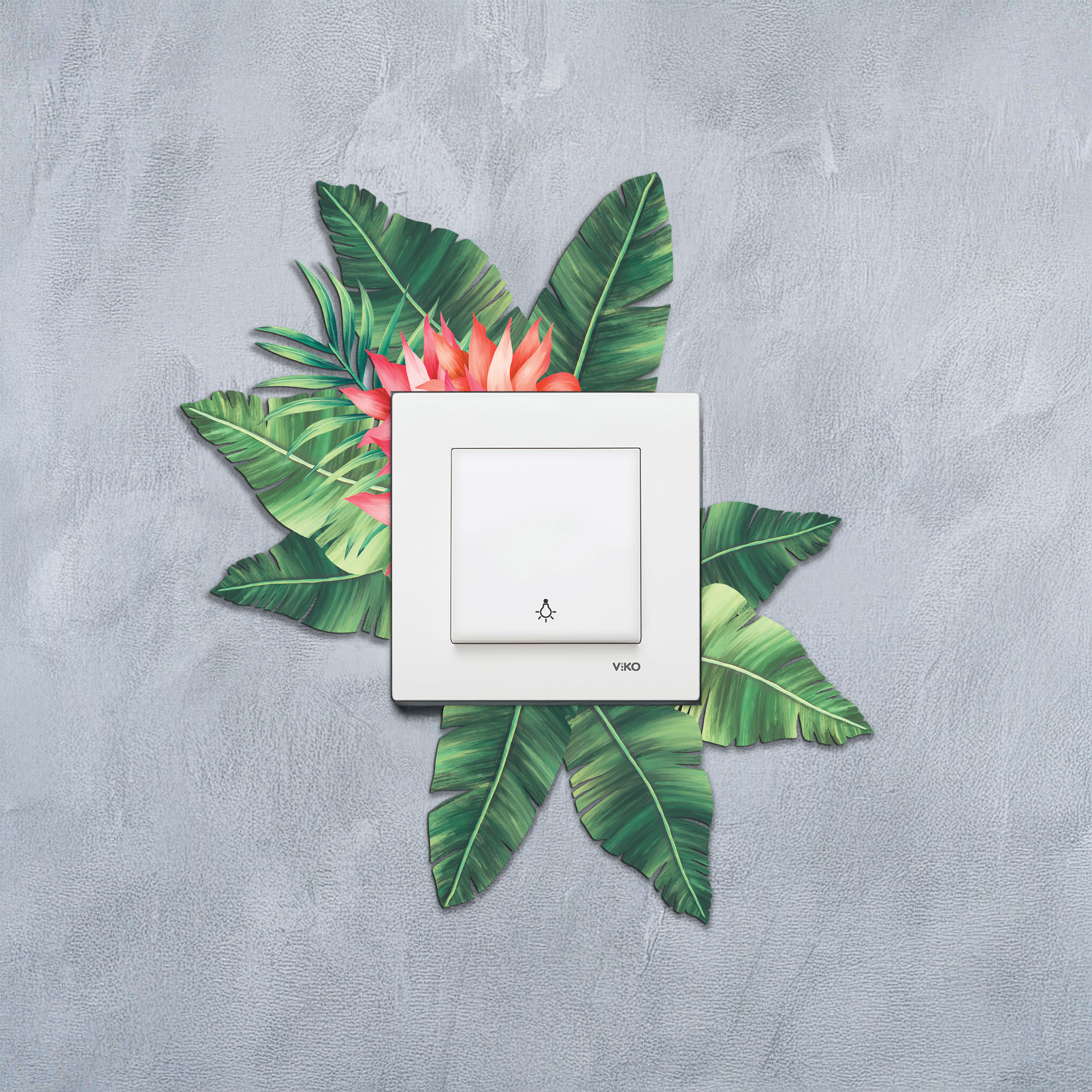 CajuArt Dekoratif Yeşil Çiçek Desenli Ahşap Priz Anahtar Sticker Dekor