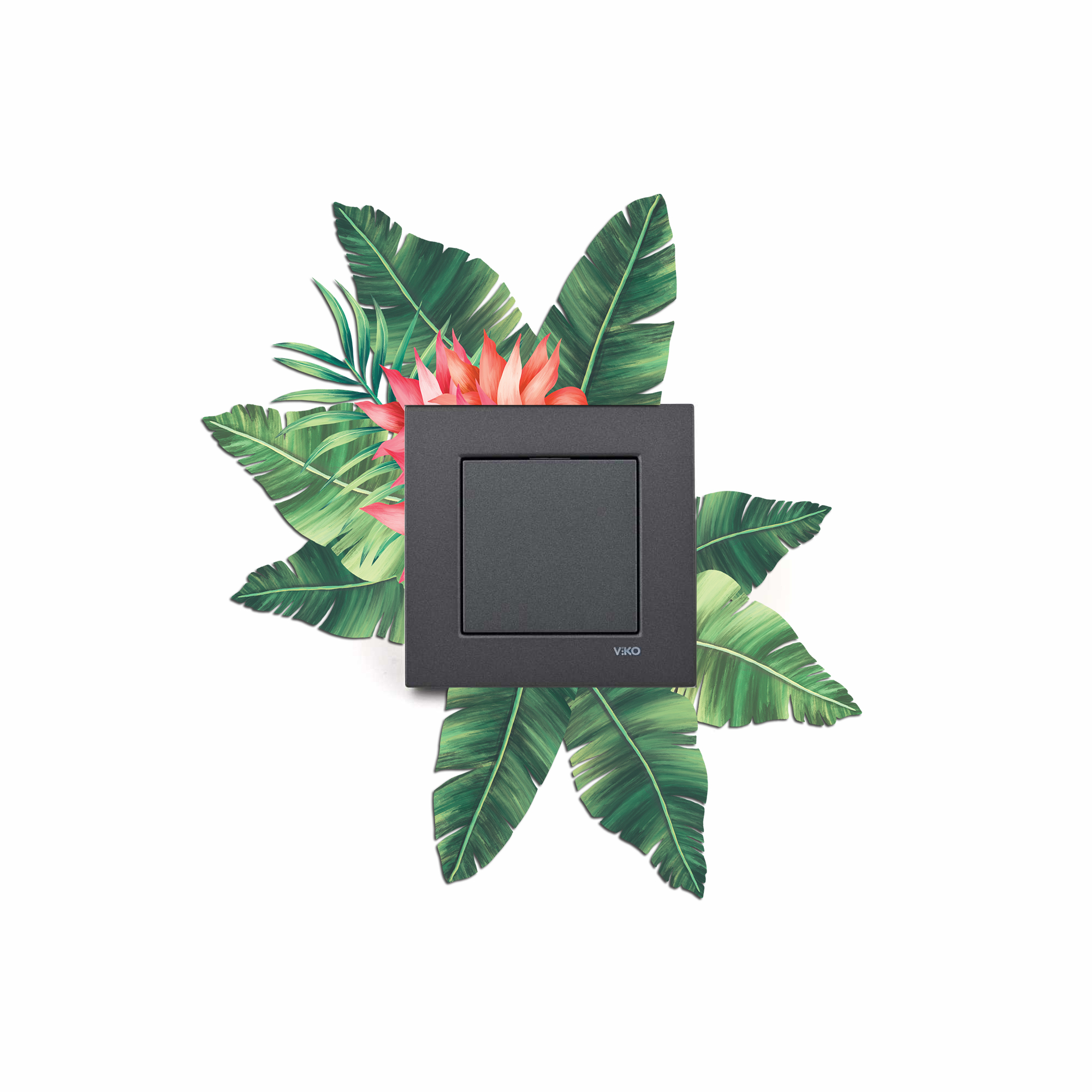 CajuArt Dekoratif Yeşil Çiçek Desenli Ahşap Priz Anahtar Sticker Dekor